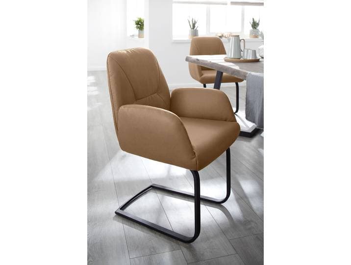 Freischwinger W.SCHILLIG ole , braun (fango z69, schwarz pulverbeschichtet), B:63cm H:90cm T:64cm, Longlife Xtra-Leder Z69: Das feinnarbige, gedeckte Softleder Z69 besticht durch seine außergewöhnliche Weichheit im trendigen »Vintage-Look«, Hautstärke 0, 9 - 1, 1 mm;Longlife Xtra-Leder Z79: Das Z79 gehört zu der Familie der Anilin-Touch-Leder, die durch ihren besonders angenehmen Griff überzeugen, Hautstärke 1, 1 - 1, 3 mm;Longlife Xtra-Leder Z59: Glattleder mit modischer Prägung. Hautstärke 0, 9 - 1, 1 mm, Stühle, Freischwinger, Gestell in Schwarz pulverbeschichtet