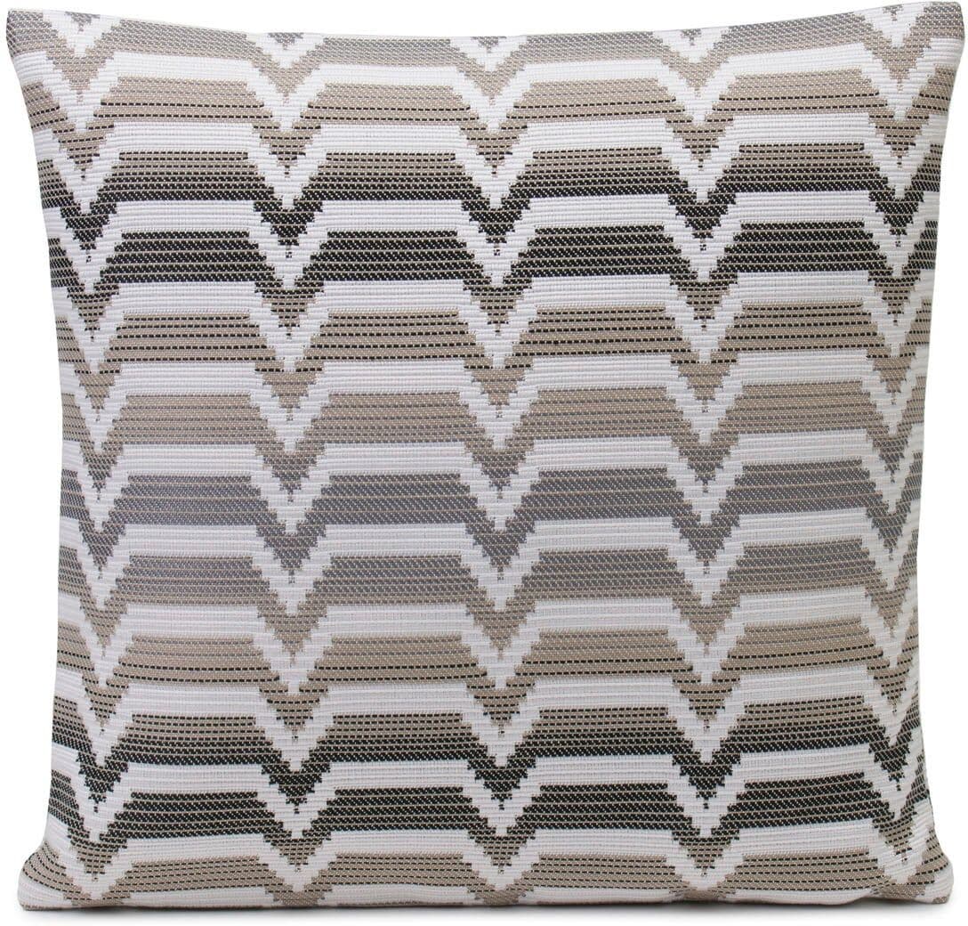Dekokissen GÖZZE "Naxos" Gr. 1, bunt (anthrazit, taupe, weiß, gemustert), B:40cm L:40cm, Obermaterial: 55% Polyacryl, 45% Polypropylen, Dekokissen_Sitzkissen_Kissenhüllen, Dekokissen anthrazit, taupe, weiß, gemustert B/L: 40cm x 40cm, 1 Stk.