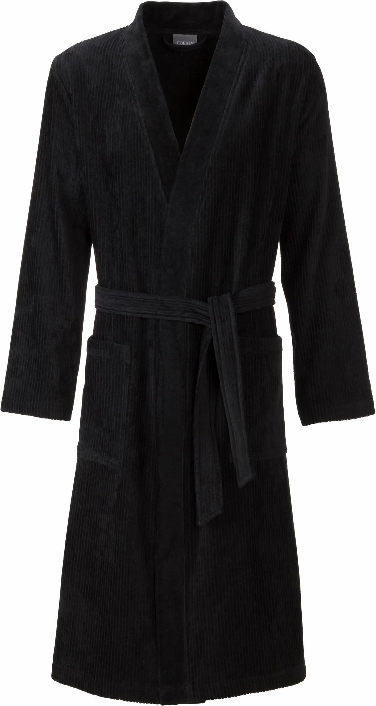 Herrenbademantel EGERIA "Adam, ideal für Sauna & Spa, Hotelbademantel, Morgenmantel" Gr. S, schwarz, L:120cm, Velours, Hausmäntel, Herrenbademantel, Velours, Kimonoform