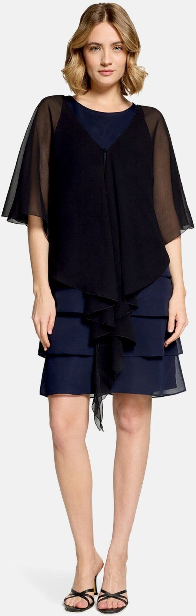 Multifunktionstuch VERA MONT "Damen mit Volant", Damen, Gr. M, schwarz, Chiffon, Polyester, festlich, Modetücher Multifunktionstuch, Nahtführung