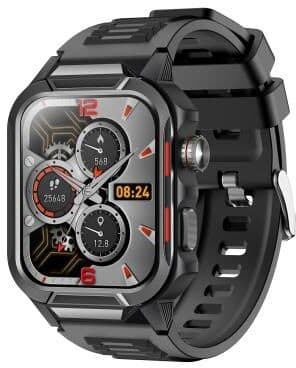 Everyday Crate GS9 Rugged Smart Watch 1.96 Inch TFT Display 3ATM Waterproof Smartwatch With Bluetooth Calling black+black