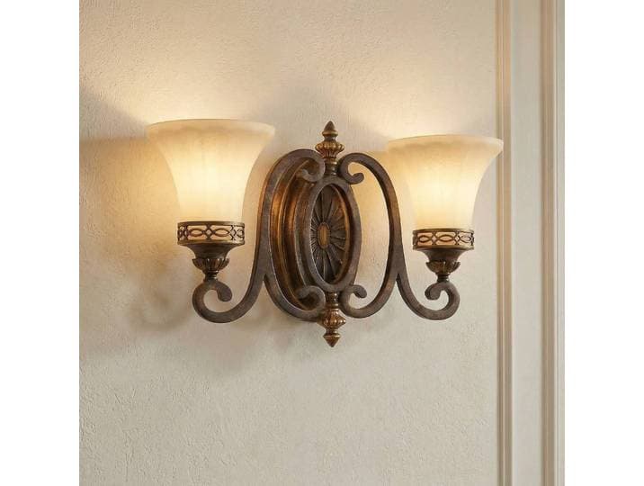 Wandlamp DRAWING, dimbaar, bruin / roest, Woon-/ Eetkamer, metaal, Antiek, wandlamp