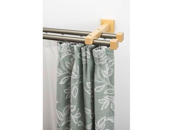 Gardinenschiene GARESA Cubus, Quad Innenlauf , beige (natur, chromfarben), L:160cm, Gardinenstangen, Gardinenschiene, Innenlauf-Vorhanggarnitur, verlängerbar, Holz-Aluminium