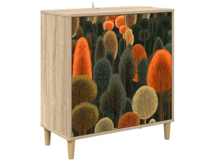 LASWWQMRF Sideboard ZAANDAM Kommode Sonoma 69x33x75 cm Holzwerkstoff Kompakter Beistellschrank mit 2 Türen und Dekormuster für Wohnzimmer und Esszimmer. Erhöhte Füße schützen vor Feuchtigkeit.