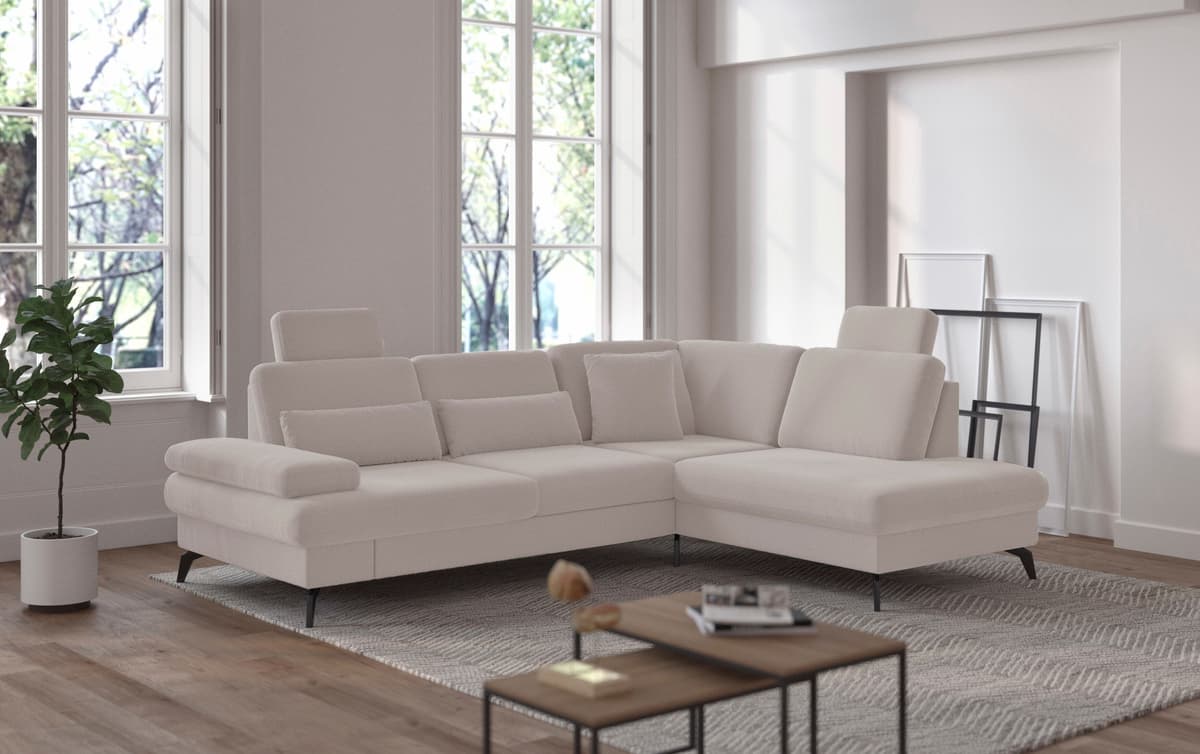Ecksofa SIT & MORE "Morris L-Form, inkl. Sitztiefenverstellung", grau (elefant), B:262cm H:82cm T:212cm, 100% Polyester, Sofas, Ecksofa, wahlweise mit Armteilverstellung, Schlaffunktion & Bettkasten elefant B/H/T: 262cm x 82cm x 212cm, Luxus-Microfaser Eu