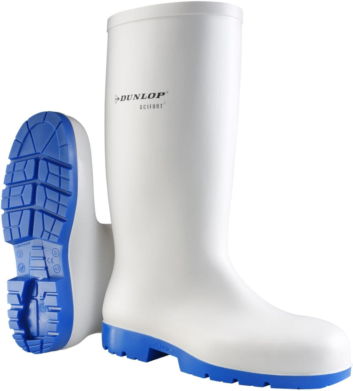Gummistiefel DUNLOP "Acifort Classic+ safety", Damen, Gr. 46, weiß, Obermaterial: 100% Textilmaterial TEXMAT., Schuhe Gummistiefel