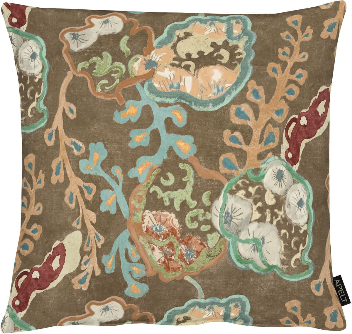 Dekokissen APELT "Celeste", braun (taupe, grün, bedruckt), B:58cm H:10cm L:58cm, Polyester, Dekokissen_Sitzkissen_Kissenhüllen, Dekokissen, inclusive Soft-Kissenfüllung 100% PES