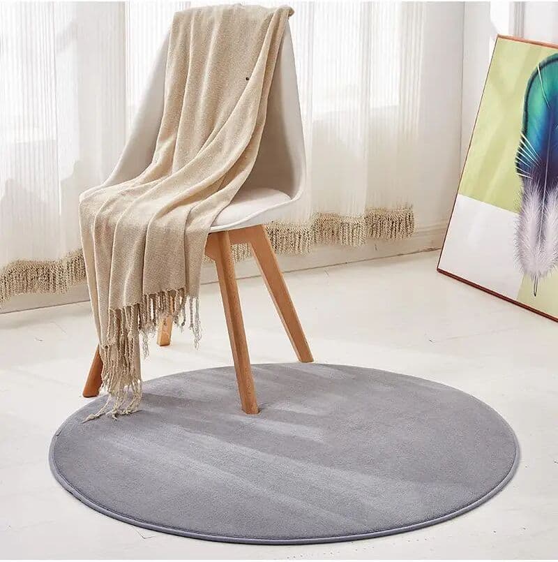 others Modern Minimalist Coral Fleece round Carpet Short Hair Living Room Bedroom Chair Mat Computer Chair Pad Hammock round Pads Fl...