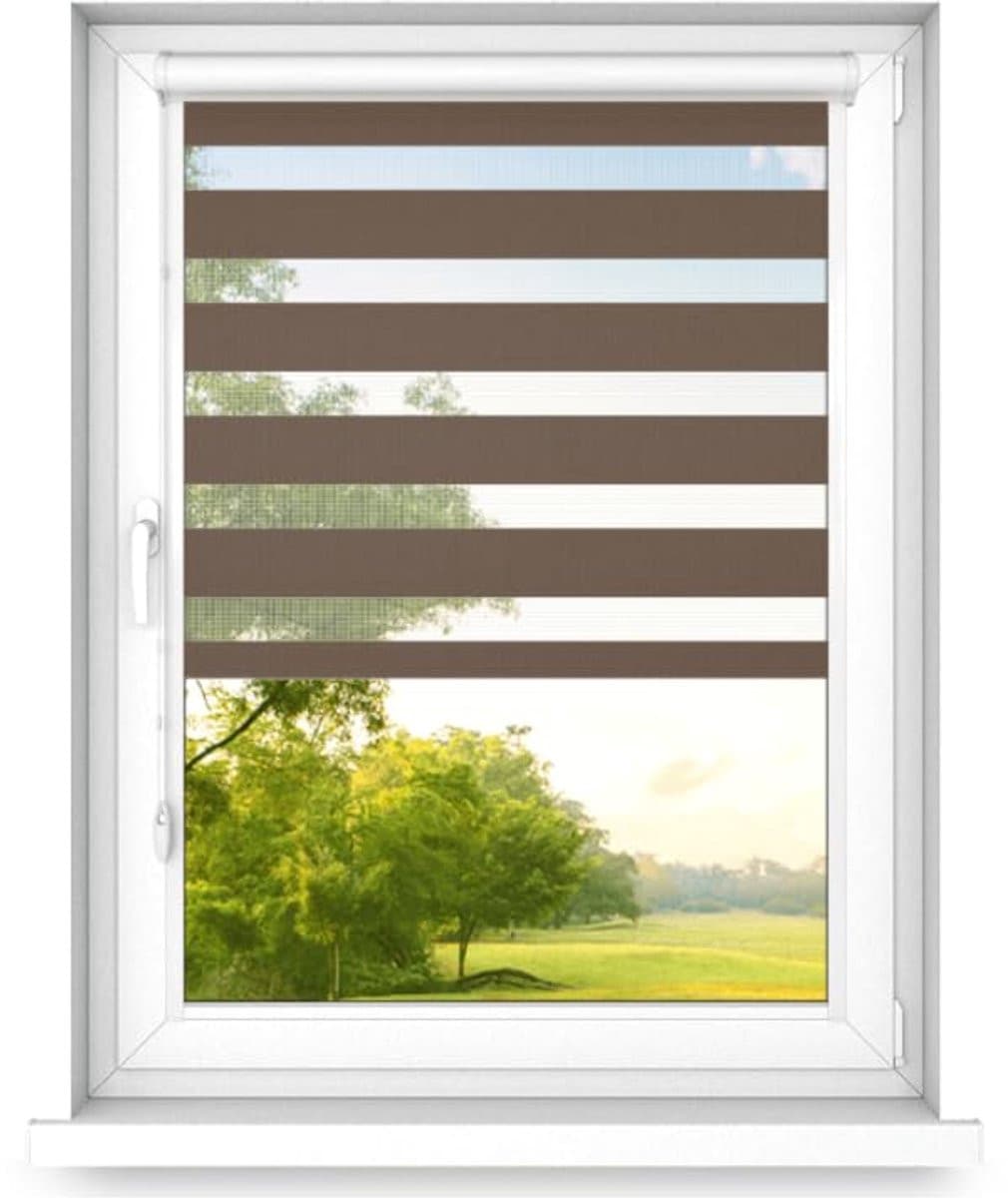time4blinds Dubbele Zebra-Rolgordijnen Walnoot B: 90 cm, H: 120 cm, Rechts