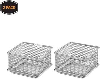 YBM HOME Silver Mesh Drawer Cabinet and or Shelf Organizer Bins, School Supply Holder Office Desktop Organizer Basket, Pack Of 2
