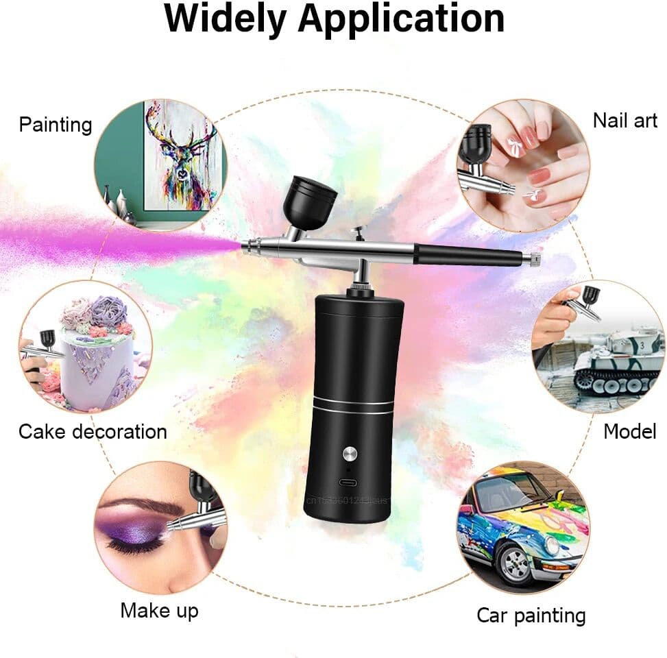 NONE Airbrush with Compressor Mini Spray Gun for Painting Wireless Portable Airbrush Painting Paint Gun Airbrush Kit with Compressor