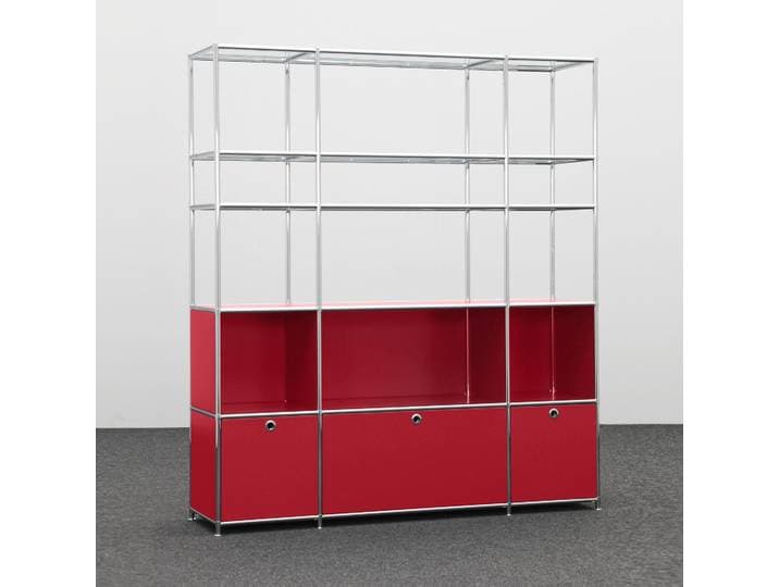 Regale System4, Rot, 4 Ordner hoch, 152.0 x 174.0 x 40.0 cm, Neu - Perfekt für Wohnzimmer und Stauraum