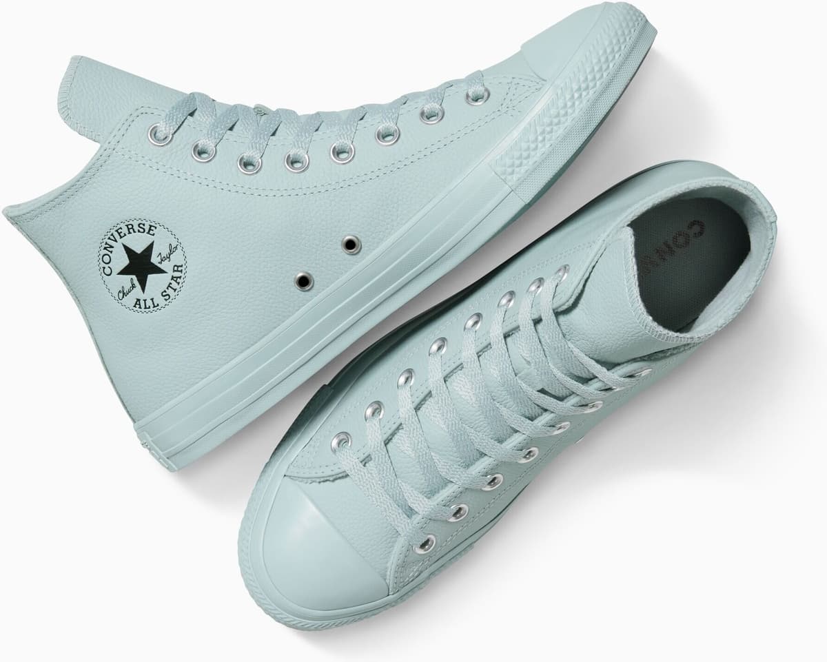 Sneaker CONVERSE "CHUCK TAYLOR ALL STAR", Herren, Gr. 39,5, atmungsaktiv, mountain teal, schwarz, mountain teal, Leder, Schuhe Sneaker, wasserabweisend