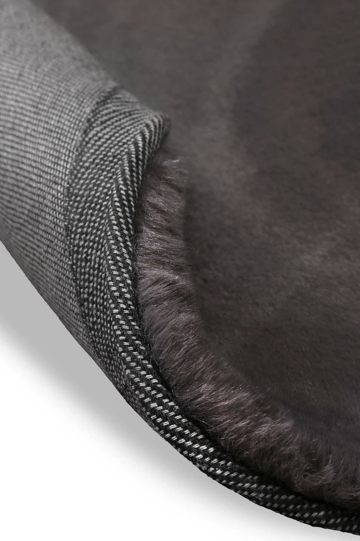 Teppich WECON HOME BASICS "Anna", grau (anthrazit), H:25mm Ø:150cm, Polyester, Teppiche, Teppich, Hochflorteppich, getuftet, modern, einfarbig, flauschig, Wohnzimmer anthrazit Ø 150cm 1 Stk., 25mm, Ø 150cm