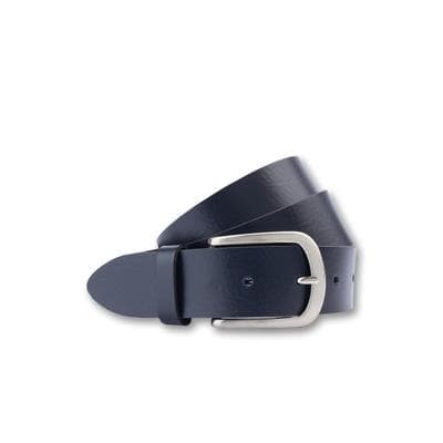 Ledergürtel BERND GÖTZ "Ledergürtel mit silberner Halbschließe", Damen, Gr. 85, blau (marine), Rindsleder, Gürtel Ledergürtel