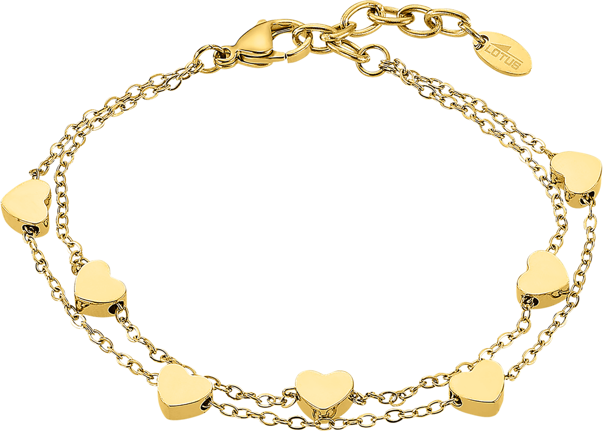 Armband LOTUS "Essentials - Herzen", gold (gelbgoldfarben), Armbänder, Damen, 19cm, Edelstahl, Armband