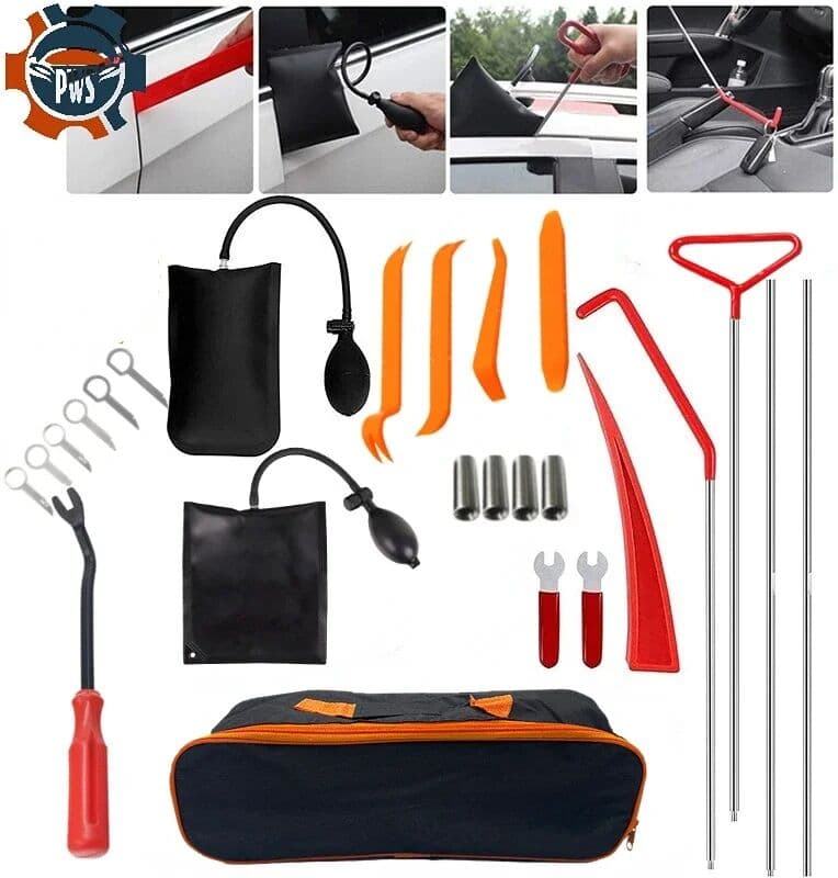 NONE PWS  Open Car Door Tool Kit Inflatable Air Pump Auto Window Door Open Fixing Gripper Tools Long Reach Kits