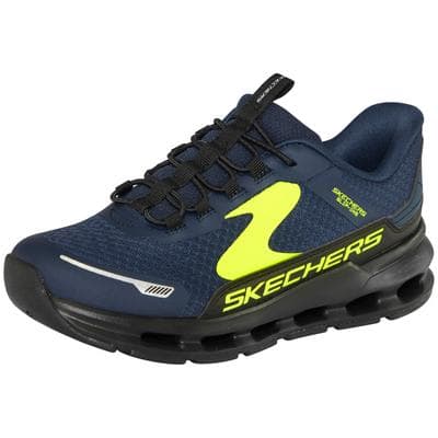 Slip-On Sneaker SKECHERS "GLIDE-STEP PLUS", Mädchen, Gr. 37, Textil, navy, schwarz, Lederimitat, Textil, Schuhe, Schlupfschuh, Freizeitsneaker, Grössenschablone zum Download
