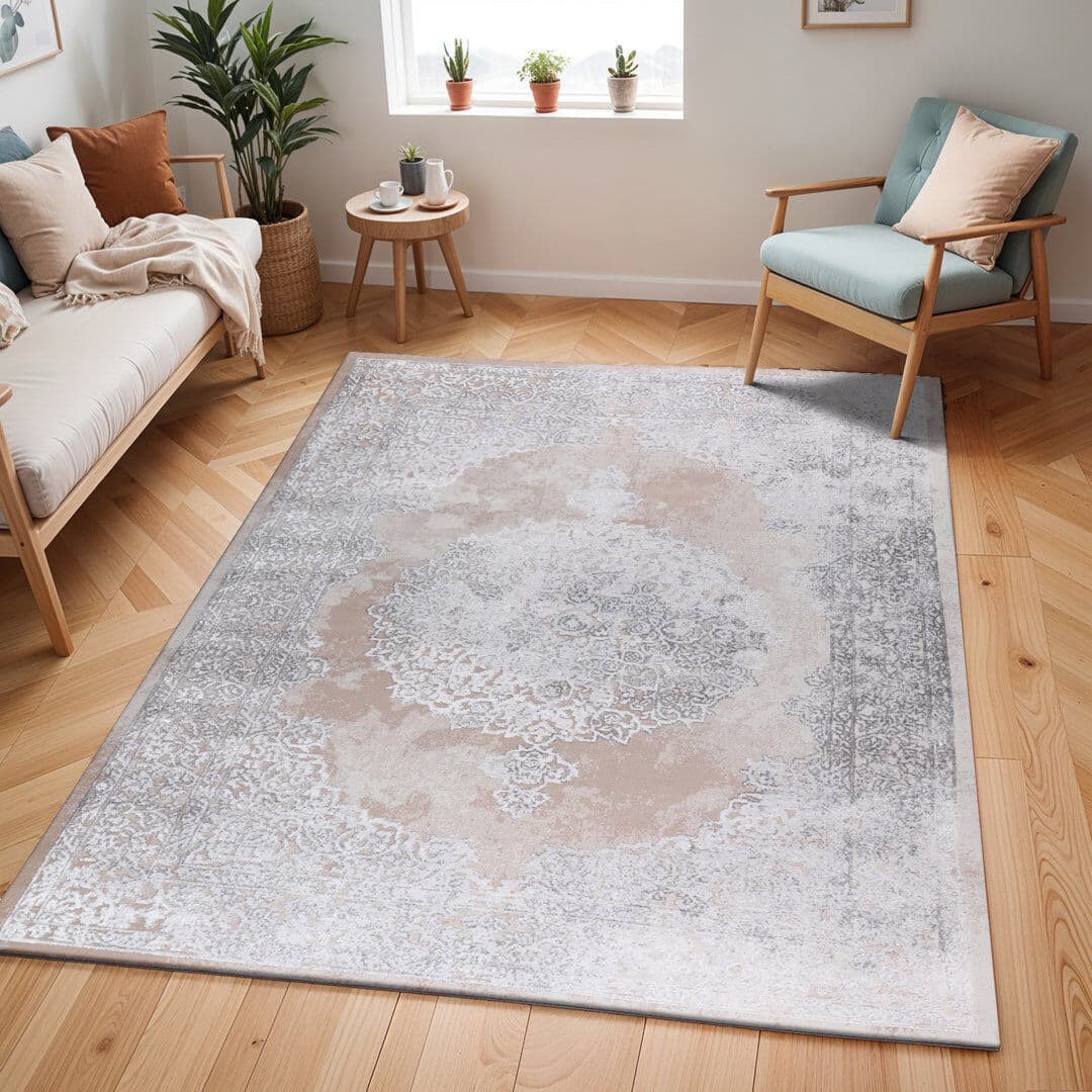 17 Stories Rectangle Oriental Area Rug Beige/Off-White Rectangle 200 x 275cm