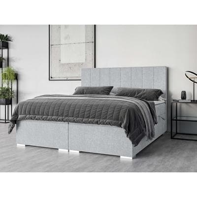 Bett HOME AFFAIRE "Ginoro mit Matratze und Topper, in 3 Breiten (140, 160 und 180 cm)", silber, B:182cm H:119cm L:209cm, 100% Polyester, Betten, Bett, Boxspringbett mit Kopfteil, Bettkasten, Matratze (BFK/TFK) und Topper
