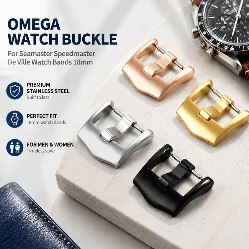 NONE Original Omega Tang Buckle Stainless Steel Butterfly Clasp Fit Seamaster De Ville Speedmaster Genuine Wrist Band Male Female
