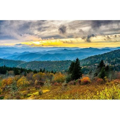 Fototapete PAPERMOON "Herbst Sonnenuntergang Cowee Mountain", bunt, B:4m L:2,6m, Vlies, Tapeten