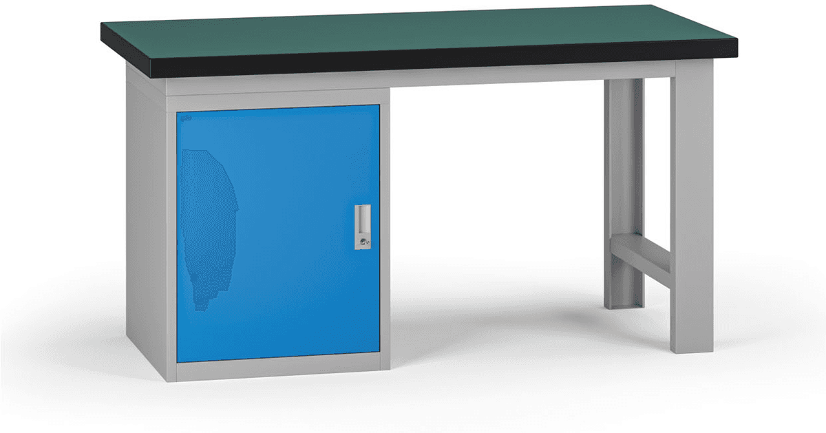 B2B Partner Stół warsztatowy G8, 1500 x 750 x 800 mm, 1x szafka, niebieski