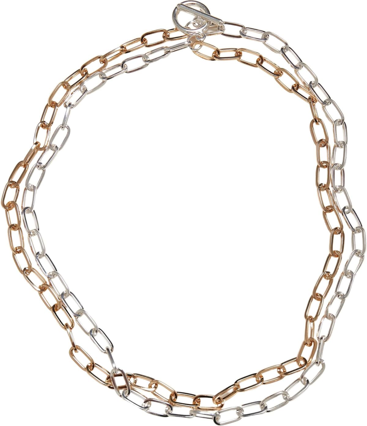 Halsreif URBAN CLASSICS "Urban Classics Unisex Bicolor Layering Necklace", rosa (gold, silber), Halsketten, Damen, onesize, Eisen
