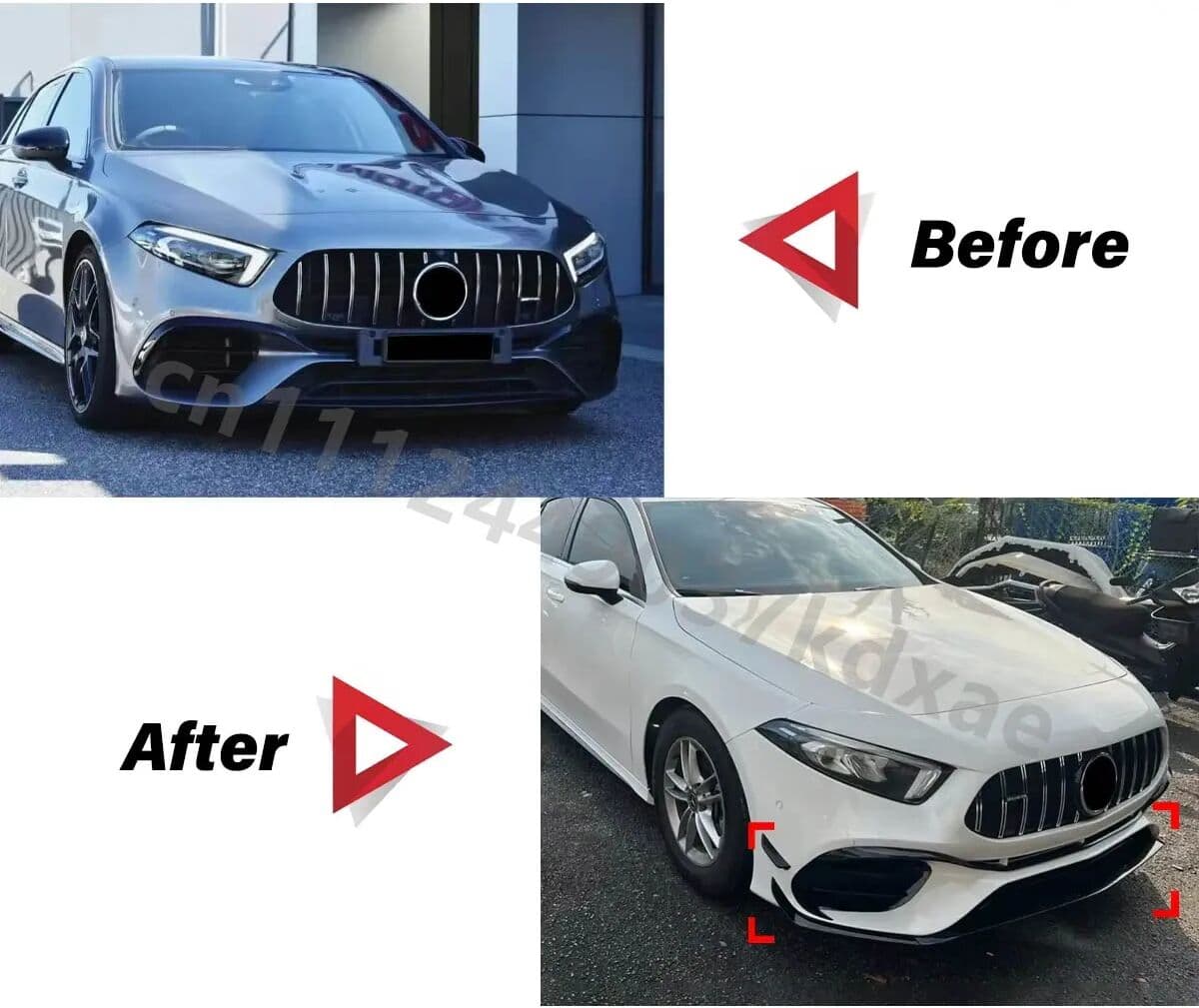 NONE For 2018-2023 Mercedes Benz A-Class W177 A45 AMG Aerodynamic Kit Exterior Decoration Car Front Bumper front Wind Blade Sports
