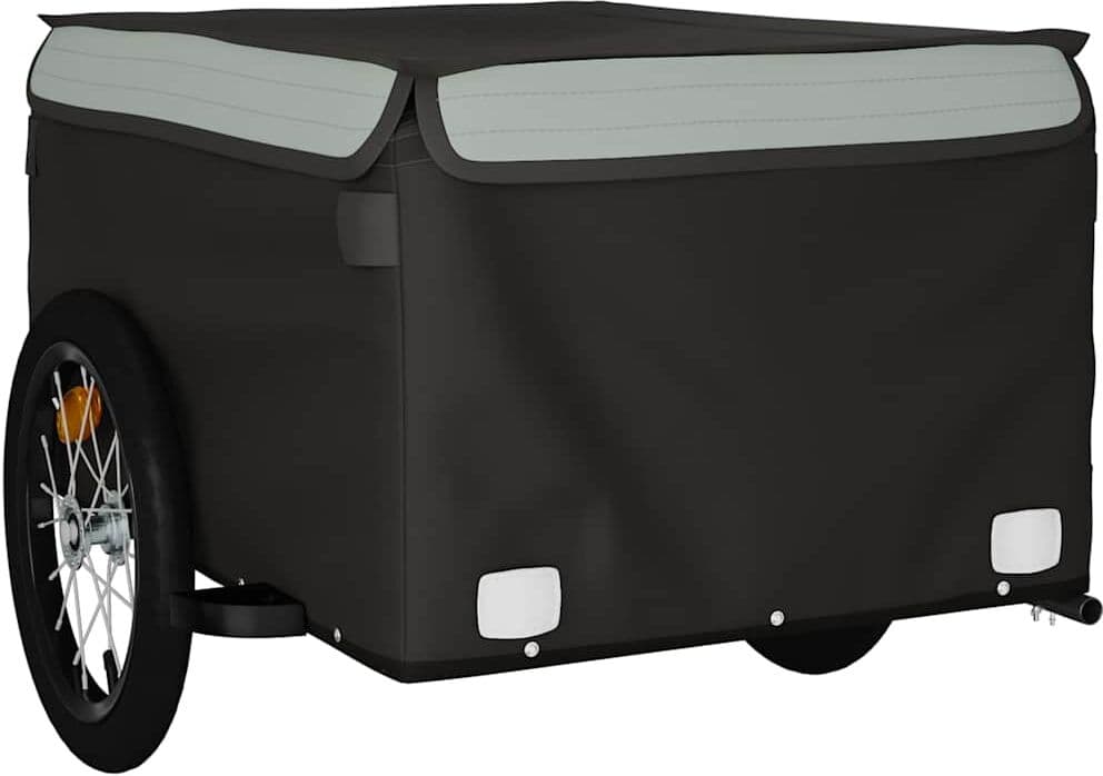 vidaXL Remorque de vélo noir et gris 45 kg fer