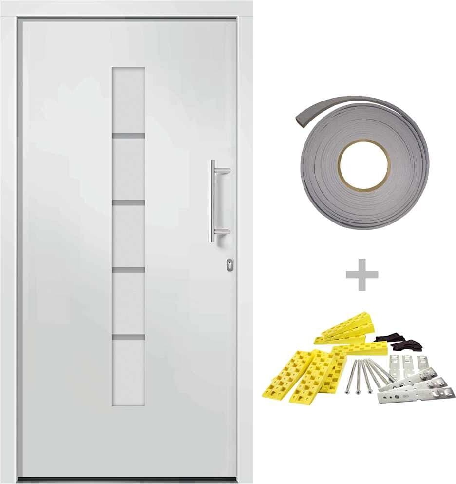 vidaXL Porte d'entrée Aluminium et PVC Blanc 100x210 cm