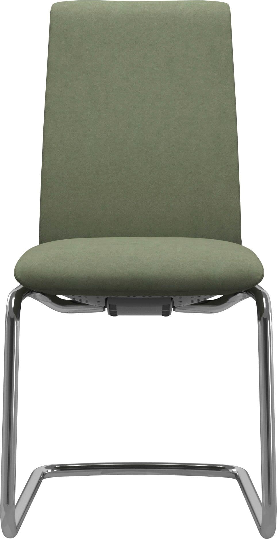 Polsterstuhl STRESSLESS "Laurel", grün (grün dinamica, chrom glänzend), B:53cm H:92cm T:59cm, Microfaser DINAMICA (88% Polyester, 12% Polyurethan), Stühle, Polsterstuhl, Low Back, Größe M, mit Beinen aus Stahl in Chrom glänzend