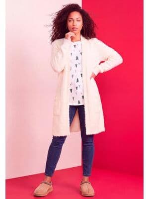 Plus Size Women's Eyelash Cardigan by Roaman's in Ivory (Size 3X)