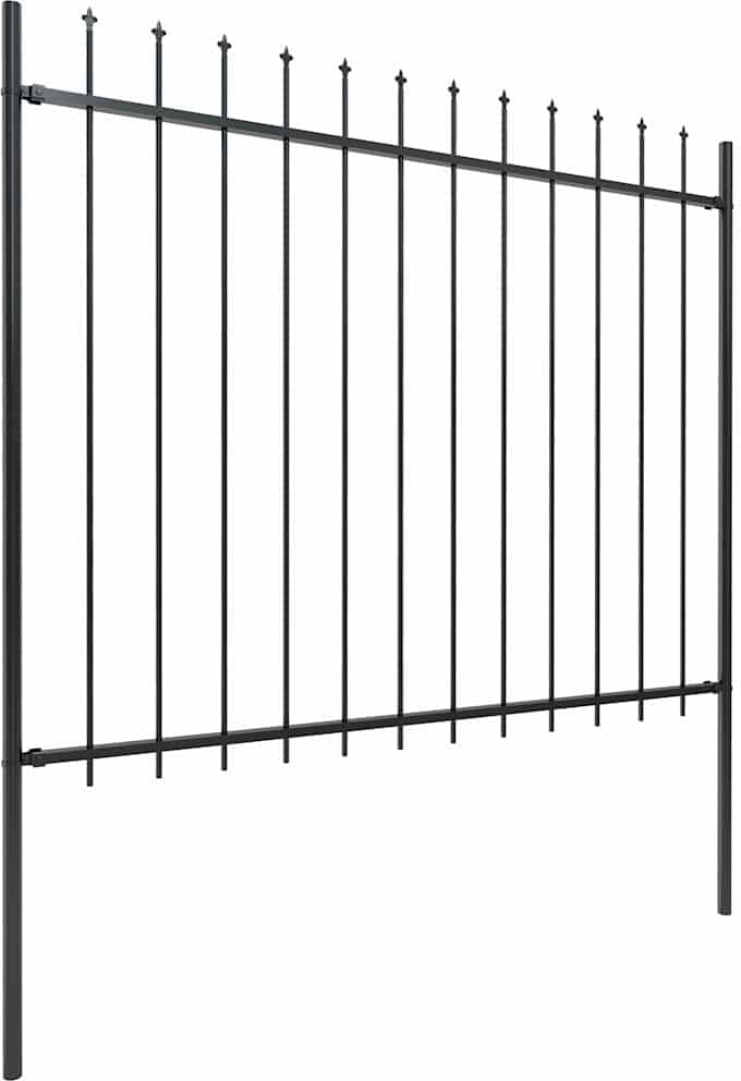 vidaXL Clôture de jardin avec dessus en forme de lance 1172x150cm noir