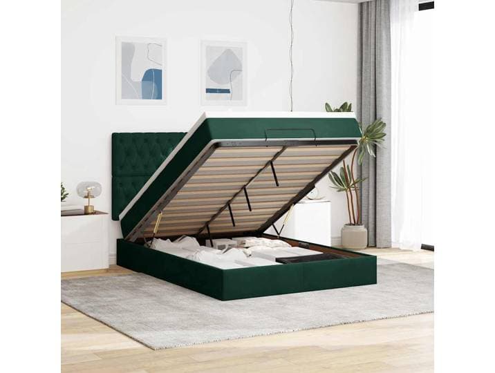 vidaXL Ottoman-Bett mit Matratzen Dunkelgrün 140x200 cm Samt