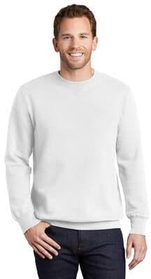 Port & Company PC098 Men's Beach Wash Garment-Dyed Crewneck Sweatshirt in White size Large   Fleece