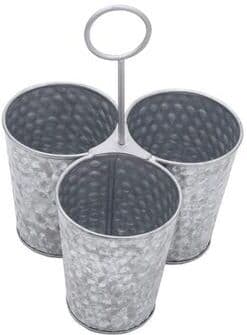 Towle Living 3-Sectioned Galvanized Hammered Flatware Caddy