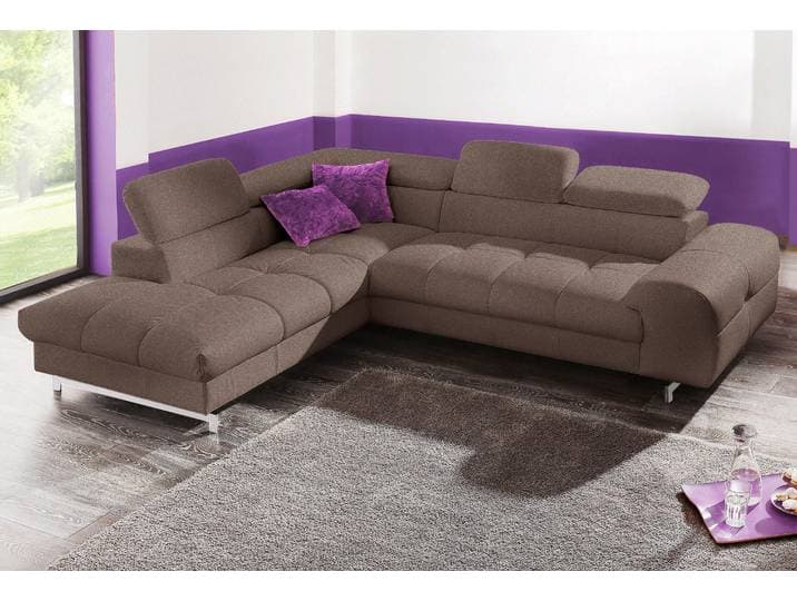 Ecksofa COTTA Chef bequem, tolle Verarbeitungsdetails, Breite 262cm, L-Form , braun, B:257cm H:72cm T:206cm, Luxus-Microfaser (100% Polyester);Kunstleder Softlux;Leder Advantage (abgedecktes Spalt-Rindsleder), Rückseite mit schwarzem Spannstoff bezogen;NaturLEDER (echtes Rindsleder), Rückseite mit schwarzem Spannstoff bezogen, Sofas, Ecksofa, mit Kopfteilverstellung, edle Metallkufen, optional Schlaffunktion