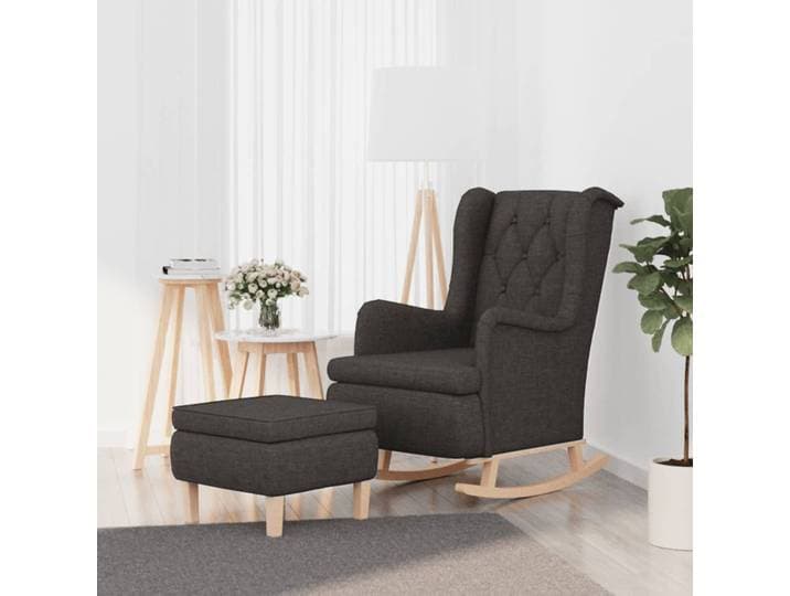vidaXL Schaukelsessel mit Hocker Dunkelgrau Stoff