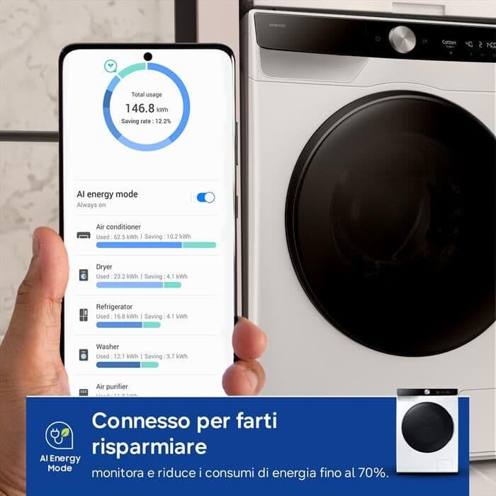Samsung Lavasciuga 11/6 Kg Wd11dg6b85bku3 Classe A-bianca Con Oblò E Display Nero