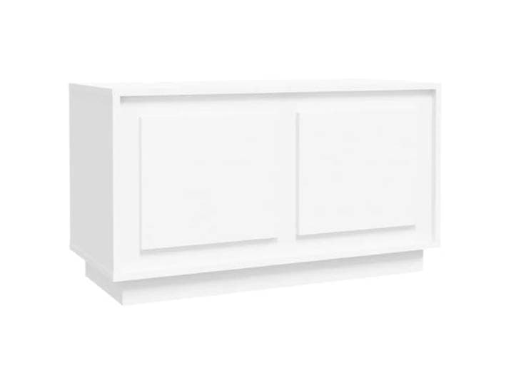 Foknhdi TV-Schrank Weiß 80x35x45 cm Holzwerkstoff Lowboard mit Türen Kompaktes Lowboard mit 2 geschlossenen Fächern für staubfreie Aufbewahrung im Wohnzimmer oder Schlafzimmer.