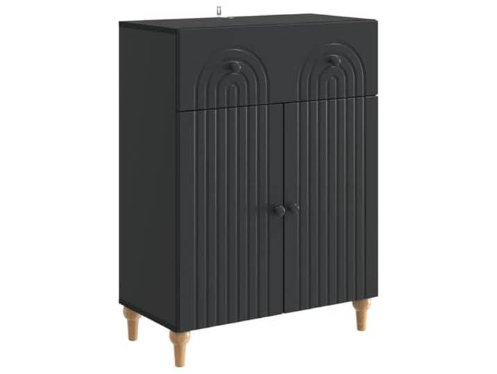 Roanoer Sideboard Schwarz 66 x 34,5 x 90 cm Küchenschrank Stilvoller Beistellschrank aus Holzwerkstoff mit Schublade und Fächern für Wohnzimmer, Esszimmer oder Flur.