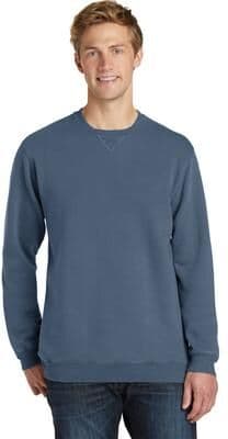 Port & Company PC098 Men's Beach Wash Garment-Dyed Crewneck Sweatshirt in Denim Blue size Small   Cotton