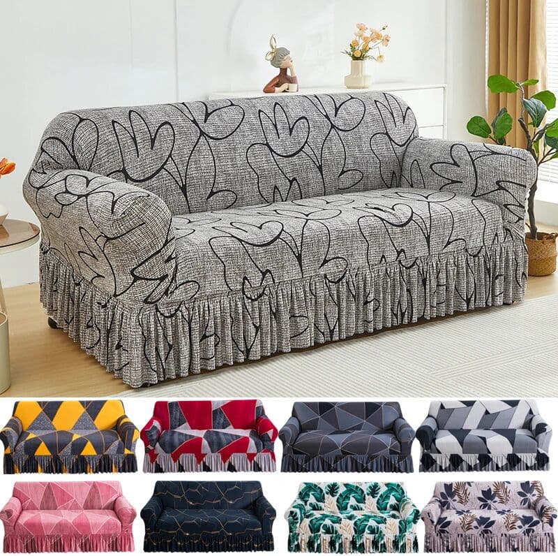 S-EMIGA stretch floral Couch Cover Sofa Covers Washable Furniture Protector for Dogs Corner sofa skirt 1/2/3/4 seater sofa slipcovers
