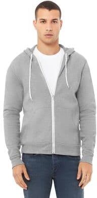Bella + Canvas 3739 Sponge Fleece Full-Zip Hoodie Sweatshirt in Heather size Medium   Ringspun Cotton BC3739, B3739