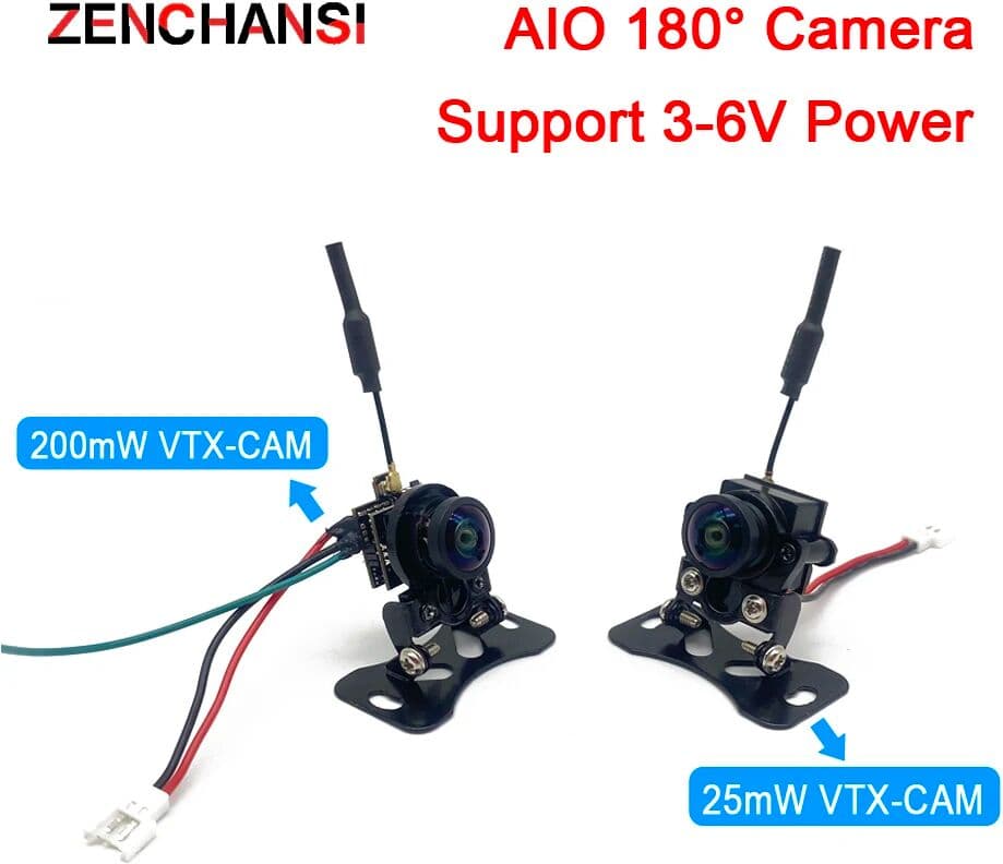 SLONWAKE 5.8G 48CH 25mW/200mW FPV Transmitter Camera CMOS 1000TVL Mini FPV Micro AIO 180 angle Camera 3-6V Supports image flipping for RC