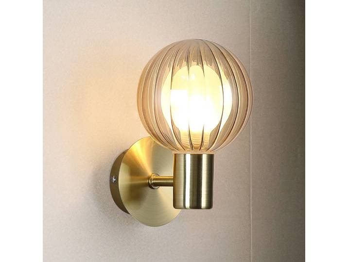 Wandlamp Lumisphere, dimbaar, messing / goud, Badkamer, Glas, Wandlamp