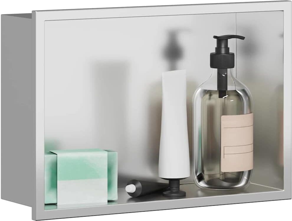 vidaXL Niche de Douche Argenté 30 x 20 x 9,5 cm Acier inoxydable