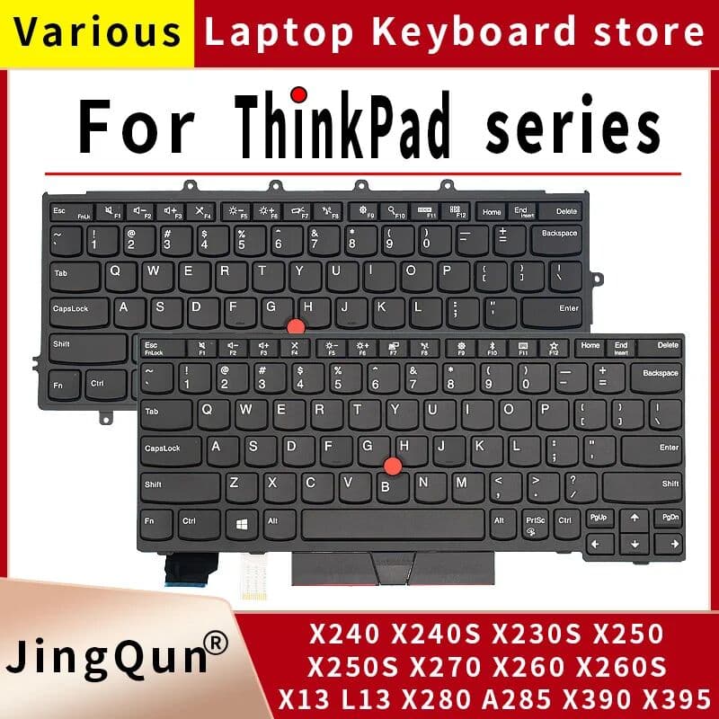 jingqun US Laptop Keyboard For Lenovo ThinkPad X240 X240S X230S X250S X270 X260S X13 L13 X280 A285 X390 X395 Notebook English Keyboard