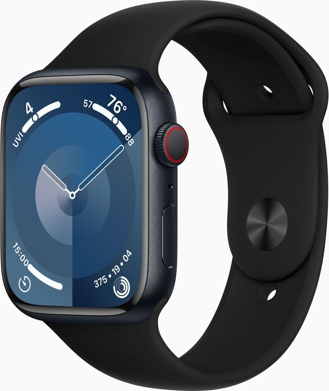 Apple Watch Series 9 Aluminium 45 mm (2023)   GPS   Midnight   czarny pasek sportowy S/M + M/L - Refurbished